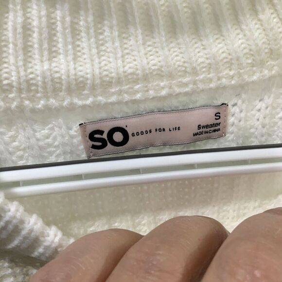 NWT! Cream Balloon Sleeve Crew Neck Sweater By SO (Sonoma) Size Small - Picture 7 of 8